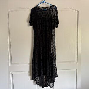 City Chic Black Sheer Polka Dot High Low Dress